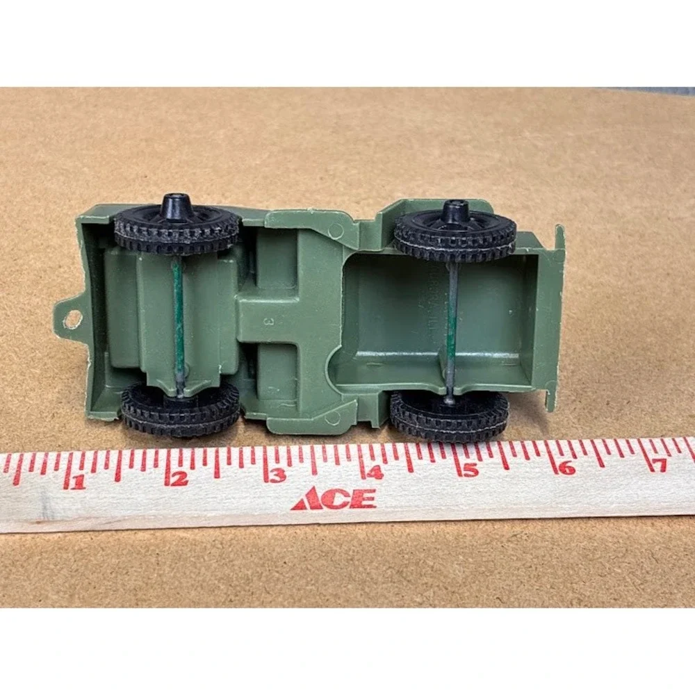Vintage Tim-Mee Toys Olive Green Plastic Military Jeep Aurora‎ ILL USA 4.5 Inch